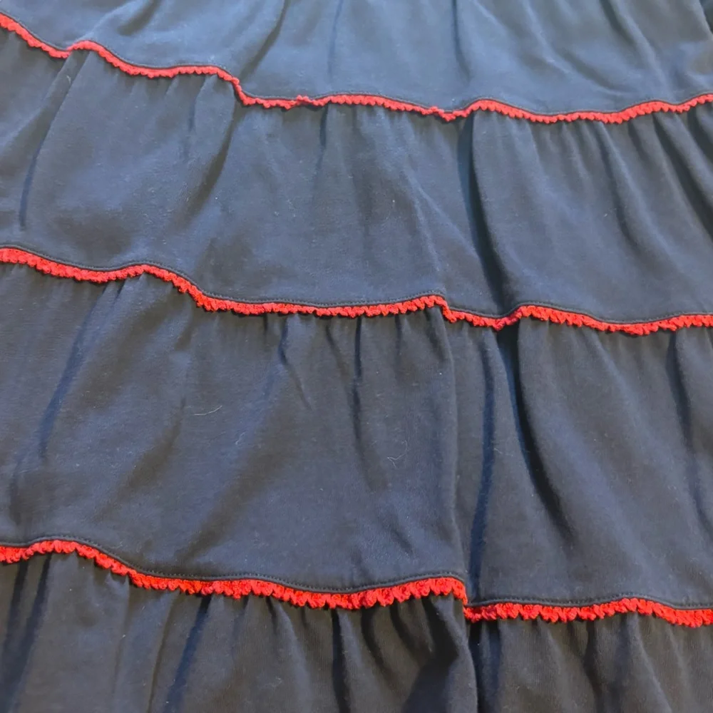 Hanna Andersson Tiered Swing Dress‎ Size 5 Navy/Red Festive Holiday School Play
